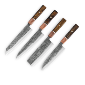 Knivsæt i 4 dele – smedede køkkenknive i rustfrit stål